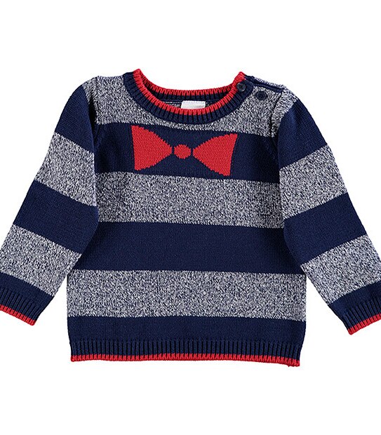 Stripe Knit Bow Tie Jumper