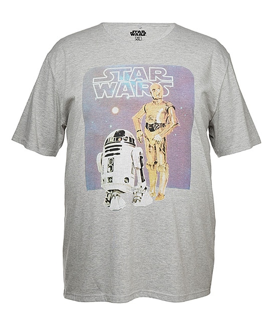 Men's Mr Big Star Wars R2D2 & C3PO Short Sleeved T-Shirt - Grey
