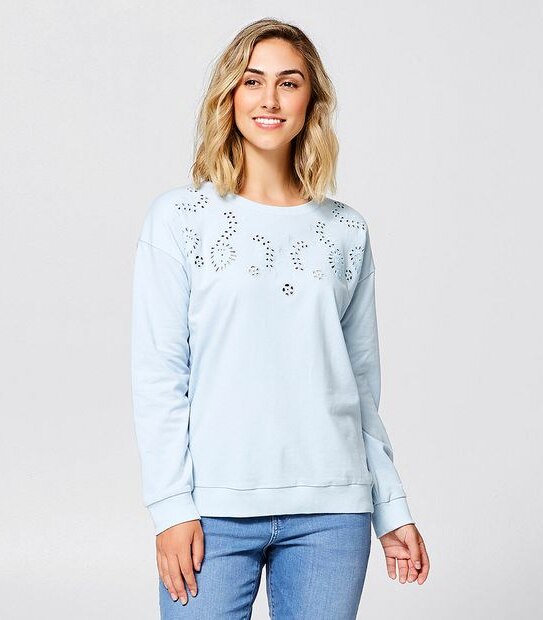 Cutwork Sweater - Blue Satin