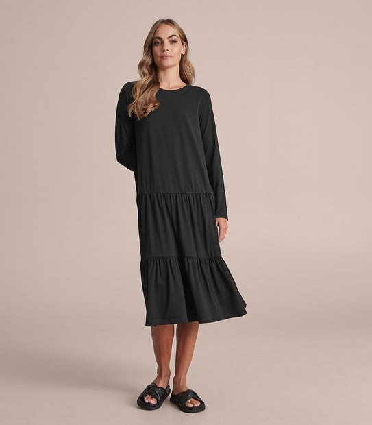 Tiered Jersey Midi Dress
