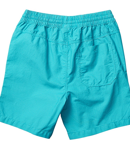 Boys' Stripe Print Cotton Volley Shorts - Teal 3 of 3