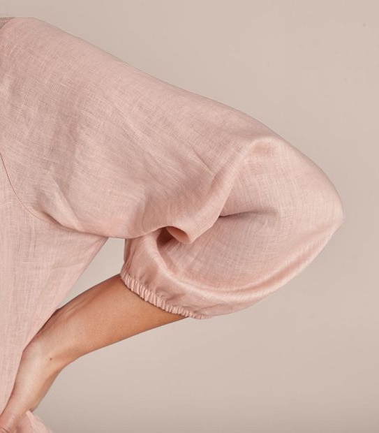 Curve Linen Blend Detail Blouse