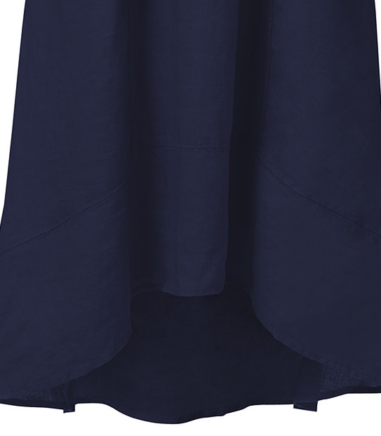 A-line Linen Midi Dress - Evening Blue