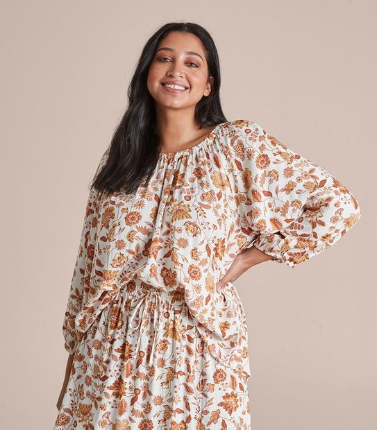 Curve Linen Blend Blouse
