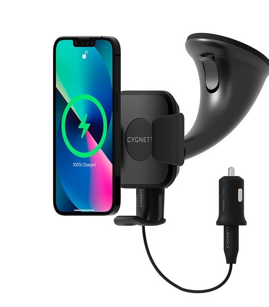Cygnett Race 10W Wireless Window Car Charger + QC 3.0 Car Charger