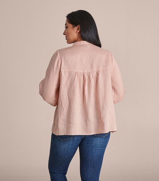 Curve Linen Blend Detail Blouse