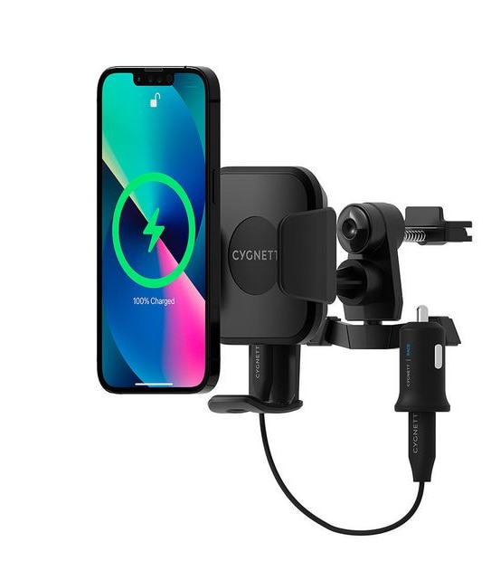 Cygnett Race 10W Wireless Vent car charger + QC 3.0 car charger
