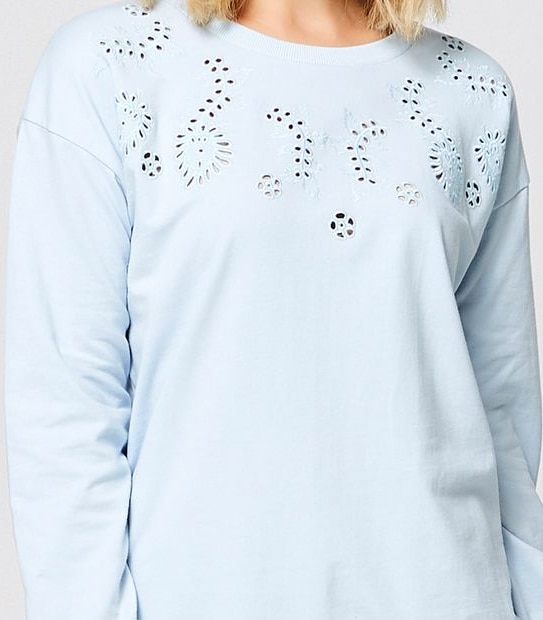 Cutwork Sweater - Blue Satin