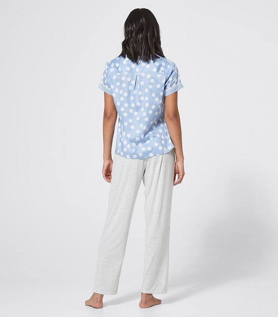 Lily Loves Cotton Sateen Sleep Shirt - Blue Polka Dots