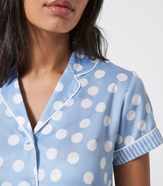 Lily Loves Cotton Sateen Sleep Shirt - Blue Polka Dots