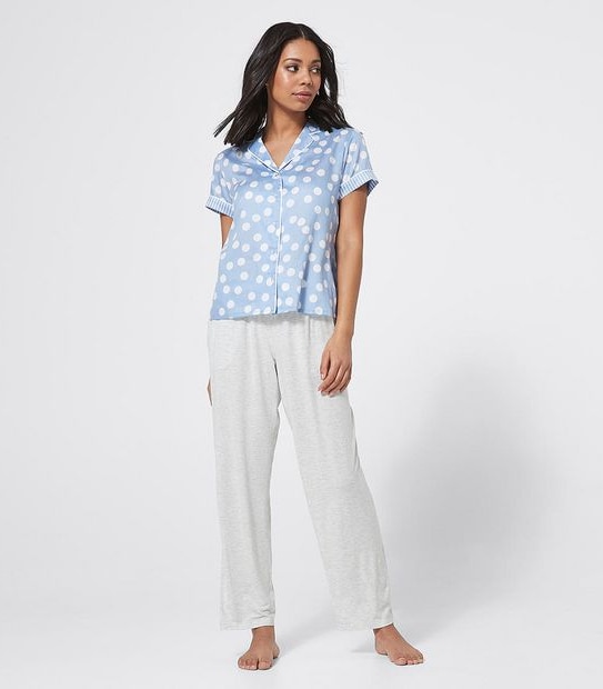Lily Loves Cotton Sateen Sleep Shirt - Blue Polka Dots