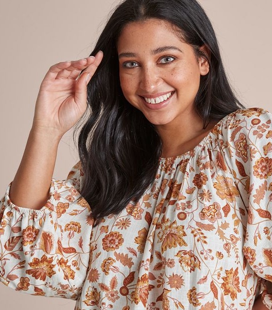 Curve Linen Blend Blouse