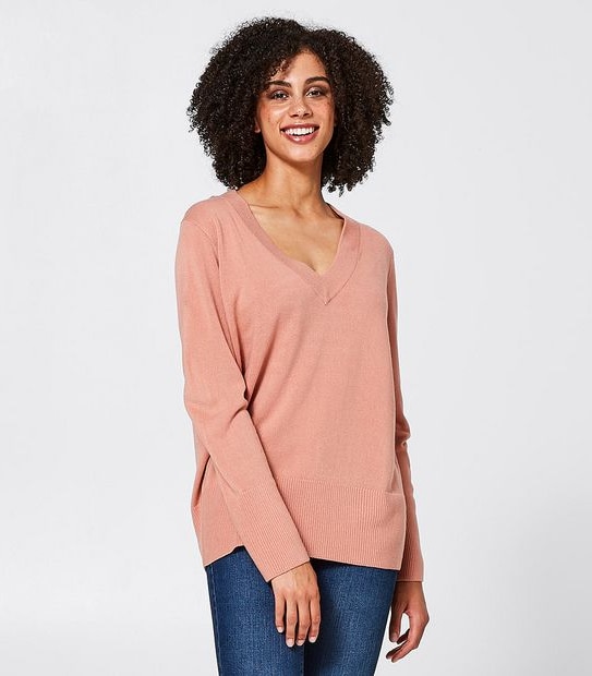 V-Neck Jumper - Brown