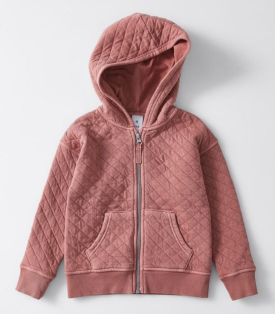 Long Sleeve Quilted Zip Jacket - Pink