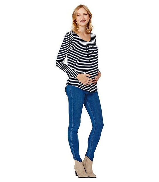 Maternity Long Sleeve Print Top - Navy Blue 3 of 5