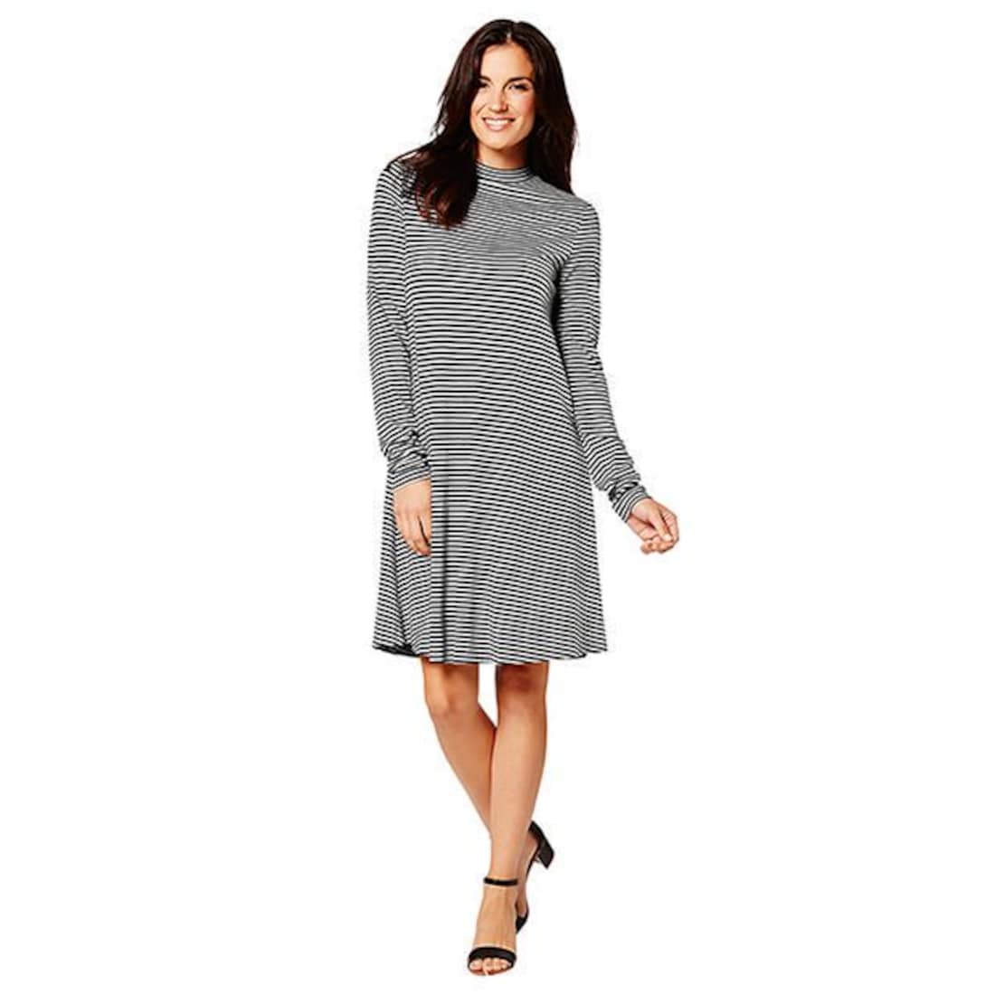 Stripe Swing Dress Black Grey