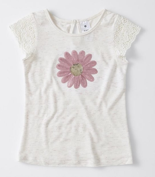 Flower Sequin Lace Top - White