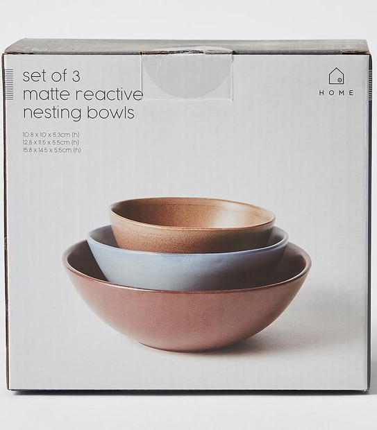 Set of 3 Matte Reactive Nesting Bowls