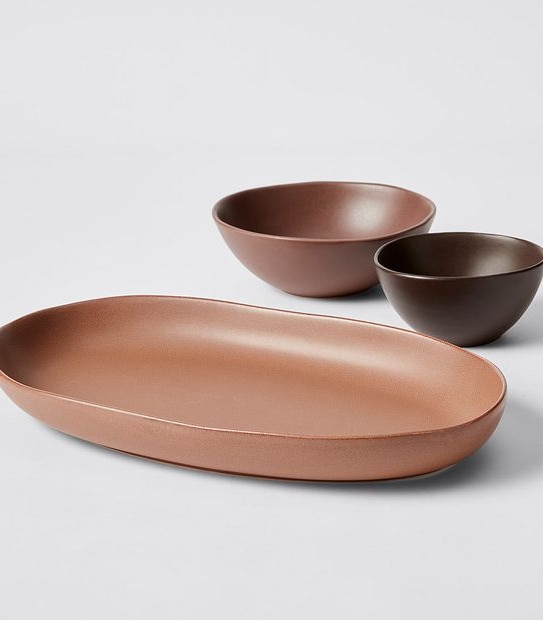 Matte Reactive Tapas Platter & 2 Bowls Set