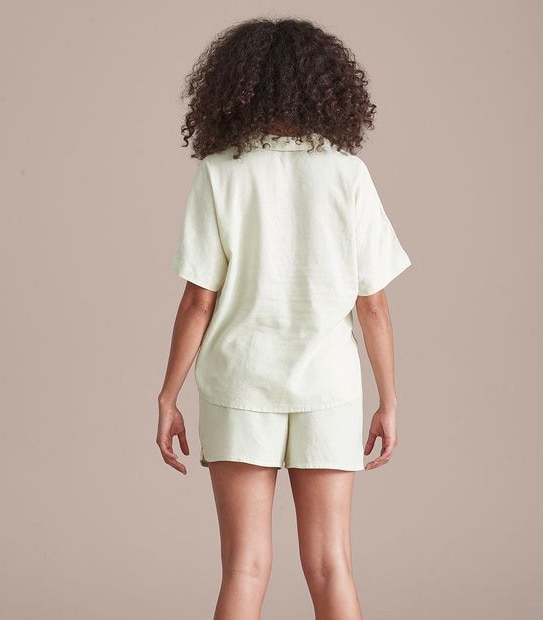 Linen Blend Sleep Shirt and Shorts Set