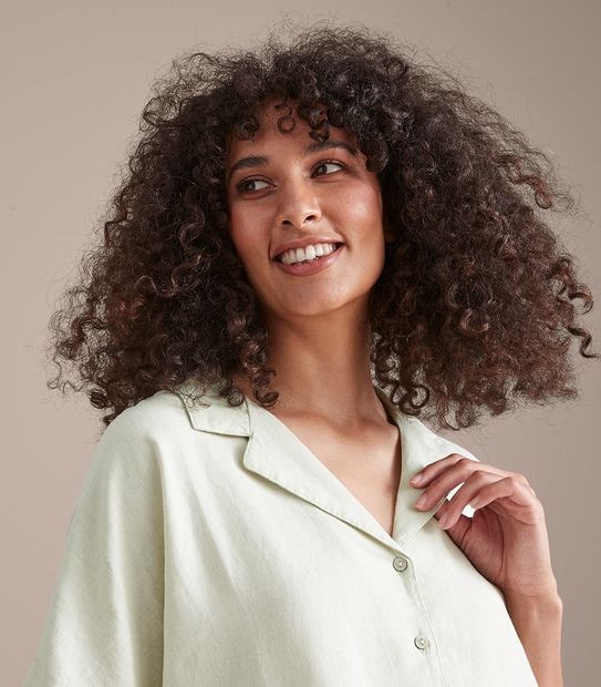 Linen Blend Sleep Shirt and Shorts Set