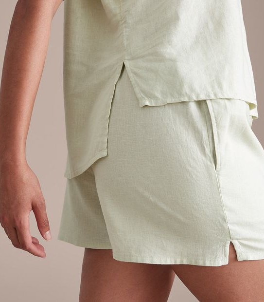 Linen Blend Sleep Shirt and Shorts Set