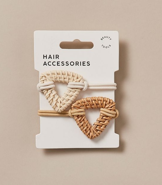 2 Pack Rattan Hair Ties - Natural