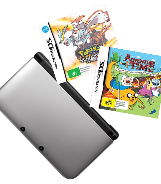 Nintendo 3DS XL Console + Adventure Time: Hey Ice King! Why'd You Steal Our Garbage?! + Pokémon White Version 2 DS Games Bundle