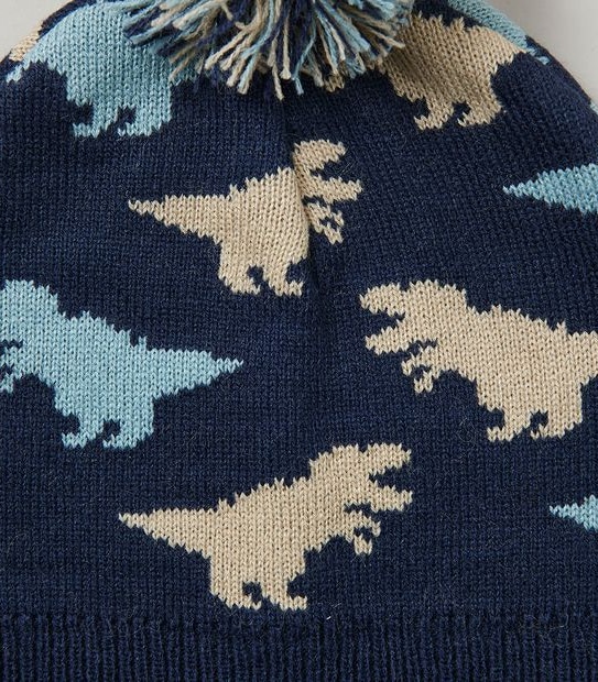 Dinosaur Knit Beanie - Navy Blue