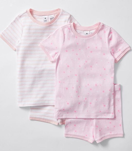 Mix and Match 2 Pack Pyjama Set - Pink Stars and Stripes