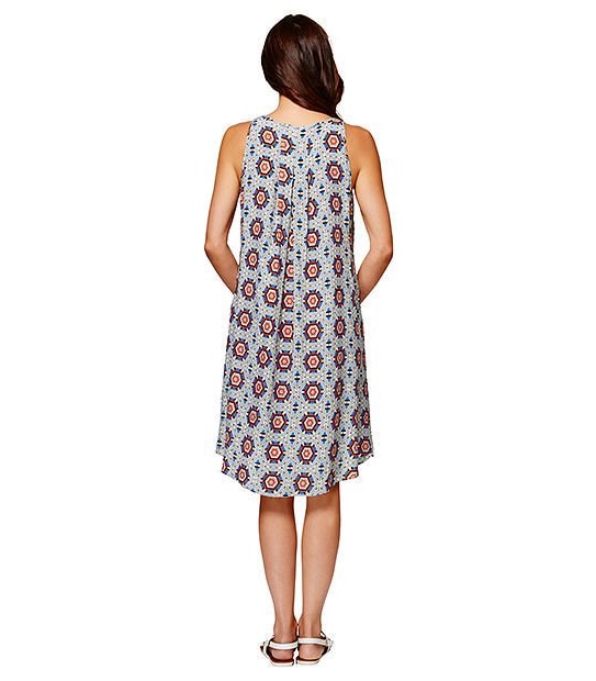 Sleeveless Trapeze Dress - Blue Geo 3 of 5