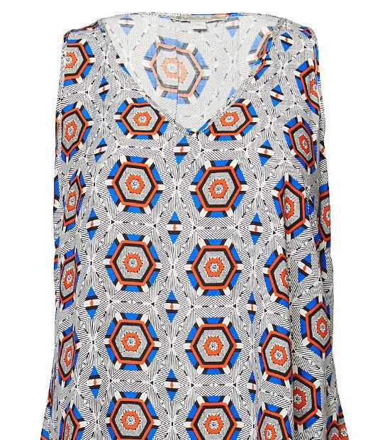 Sleeveless Trapeze Dress - Blue Geo 5 of 5