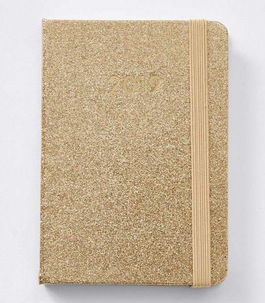 A6  Hardcover 2019 Diary - Gold Glitter