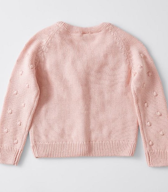 Popcorn Knit V Neck Cardigan - Pink