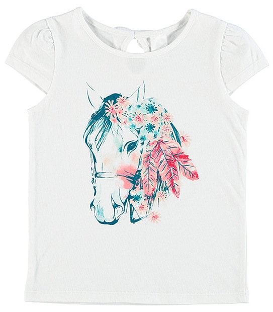 Cap Sleeve Horse Print Top 1 of 3