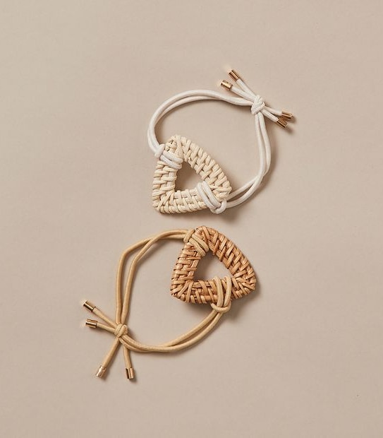 2 Pack Rattan Hair Ties - Natural