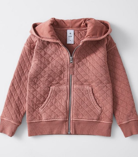 Long Sleeve Quilted Zip Jacket - Pink