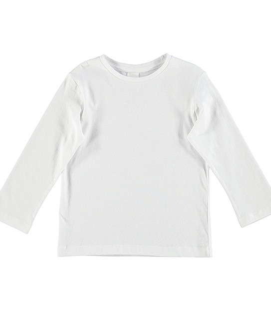 Long Sleeve Plain Top - White
