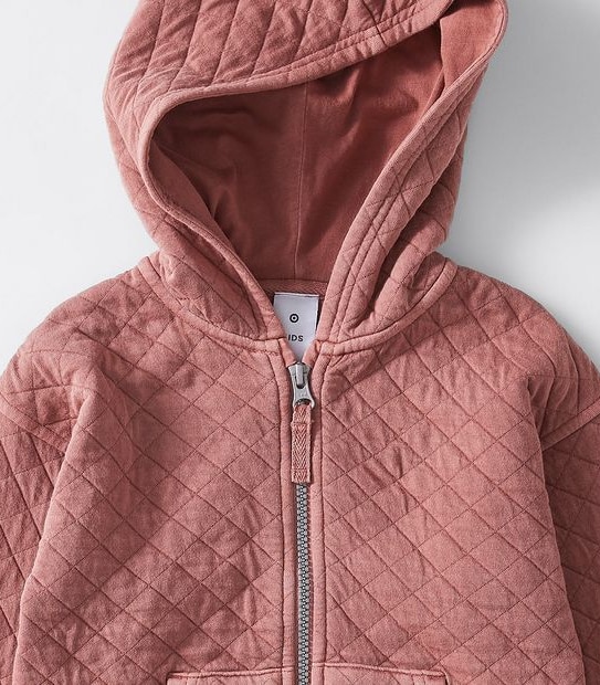 Long Sleeve Quilted Zip Jacket - Pink
