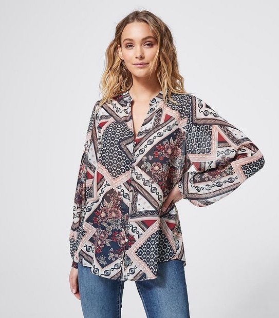 Perry Peasant Blouse - Scarf Print
