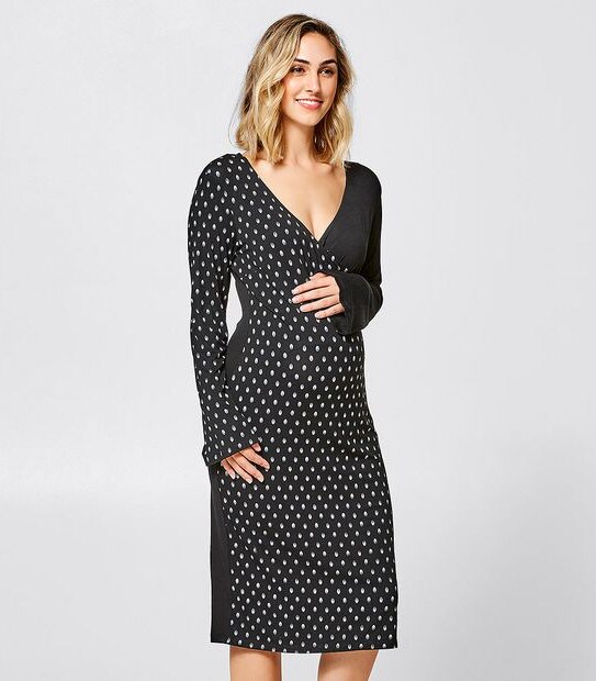 Maternity Bodycon Wrap Dress - AOP 1