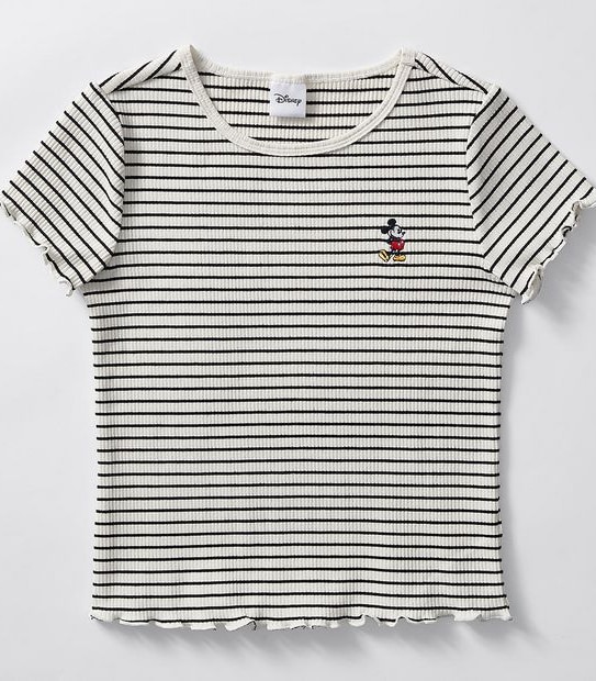 Disney Mickey Mouse Ribbed T-shirt - White/Navy Stripe