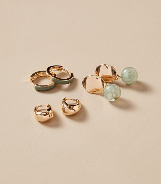 3 Pack Mixed Earrings - Green