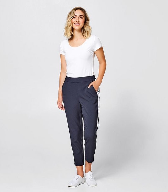 Side Stripe Jogger Pants - Navy/White