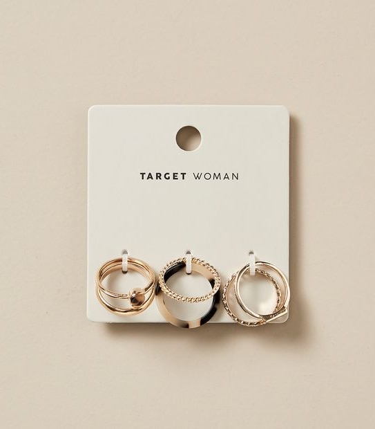 6 Pack Gold Detail Metal Ring Set