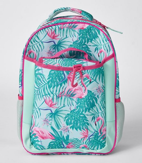 3 Piece Flamingo Print Backpack/Cooler/Pencil Case - Aqua