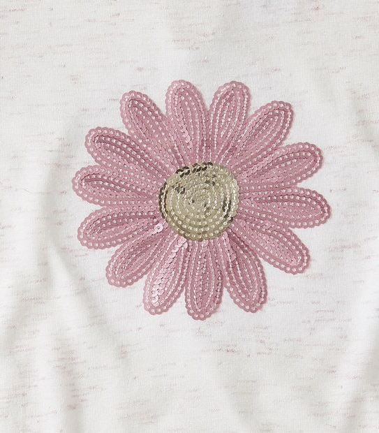 Flower Sequin Lace Top - White