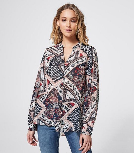 Perry Peasant Blouse - Scarf Print