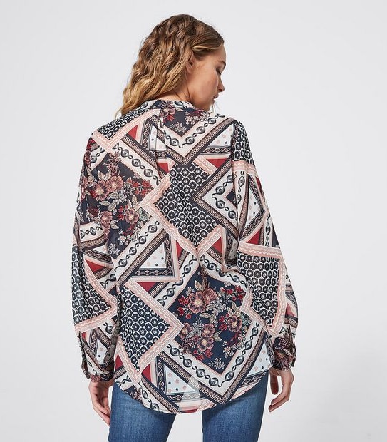 Perry Peasant Blouse - Scarf Print
