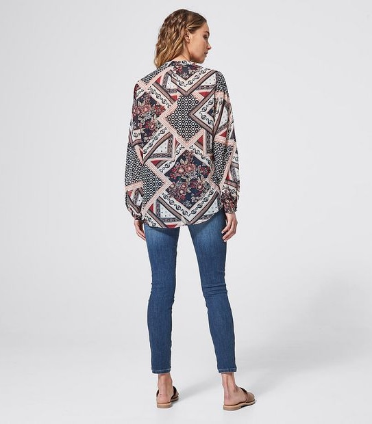 Perry Peasant Blouse - Scarf Print
